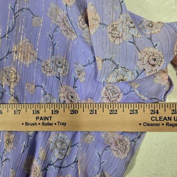 LC Lauren Conrad Flutter Sleeve Faux Wrap Bodice Dress 1X Purple Green Floral - Picture 13 of 16